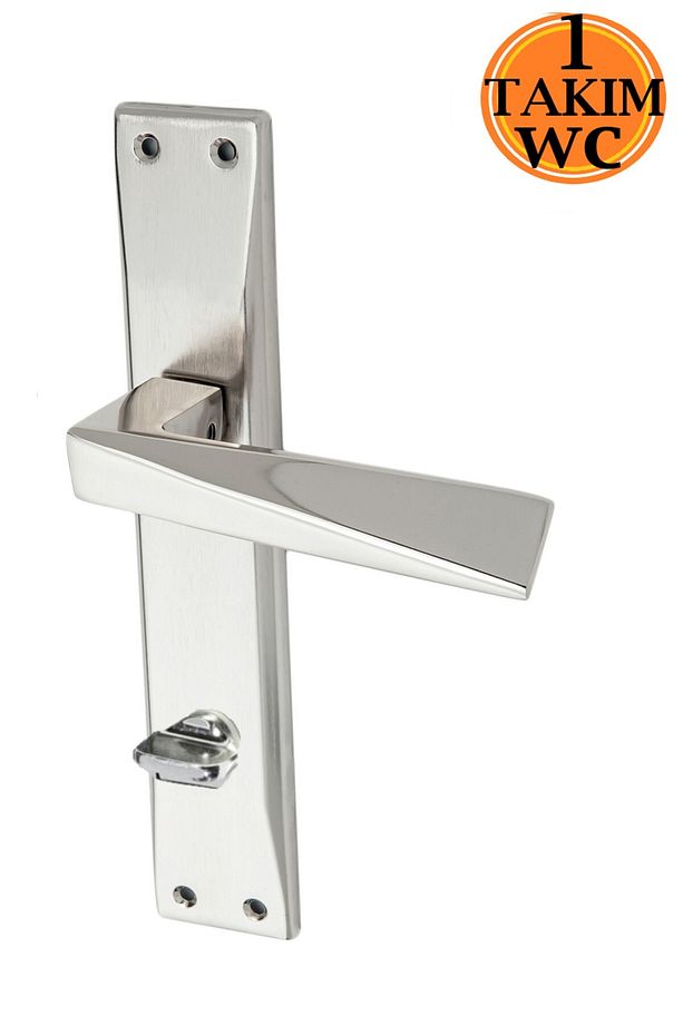 Piramit Krom Zamak Aynalı WC Kapı Kolu Takım - 1