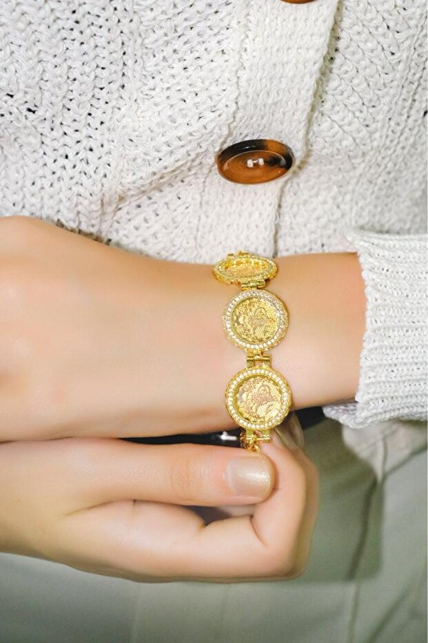 8 Ayar Tuğralı Pullu 3lü Bileklik - 1