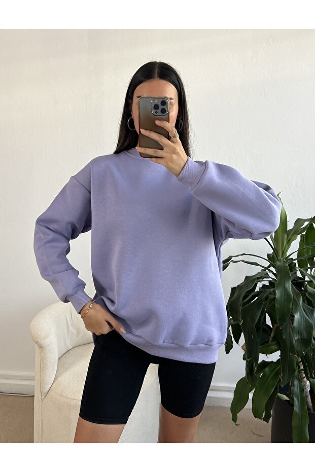 Lila Basic Oversize Sweatshirt 26088 - 3