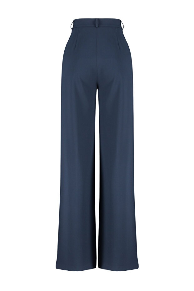 Lacivert Bol Paça Dokuma Pantolon TPRAW23PL00016 - 8
