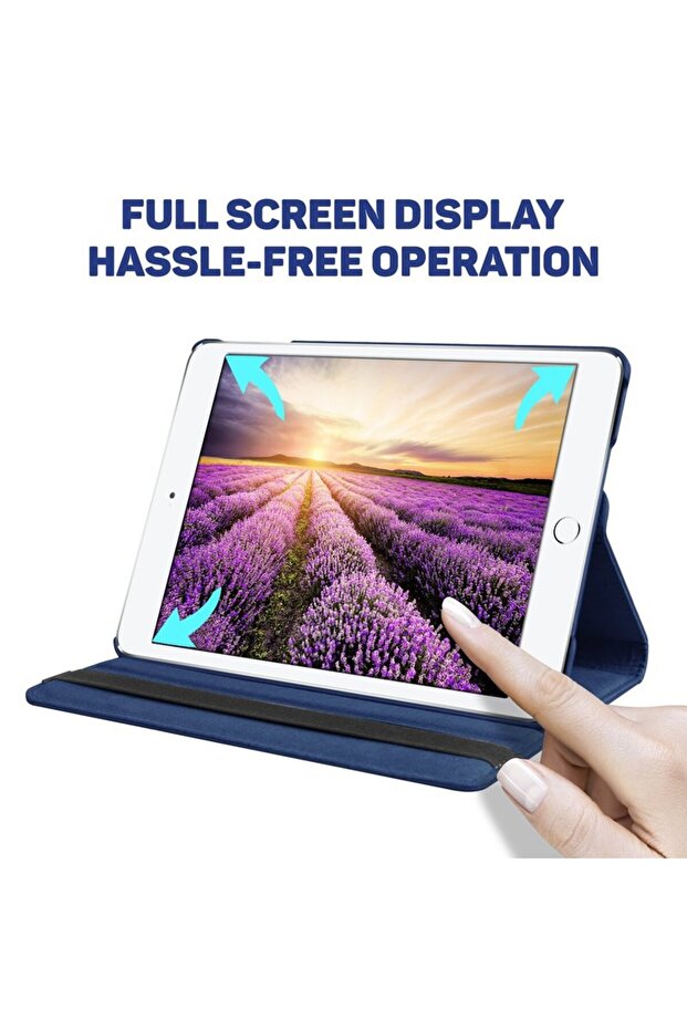 Apple iPad Air 3 10.5 Inch Case Horizontal and Vertical Stand Swivel Leather Case + 9H Nano Screen Protector - 3