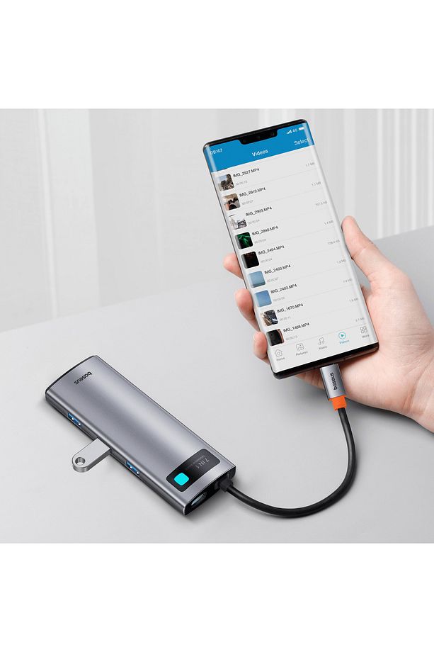 USB Hub 7in1 Baseus Gleam, USB-C - 1x HDMI4K 60Hz + 3x USB3.0 + 1x PD + 1x SD/TF - 6