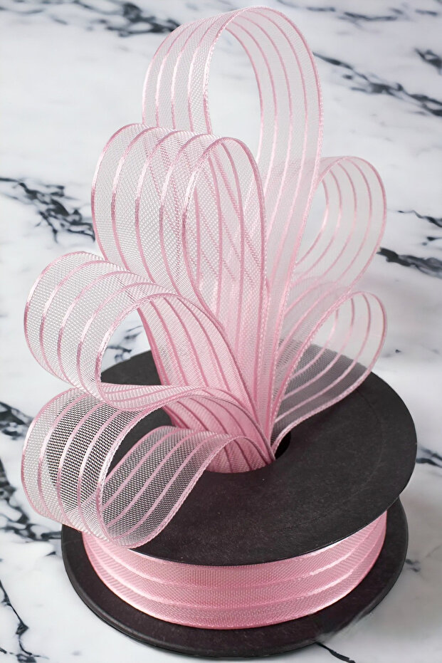 Chiffon Pink Ribbon 2.5 Cm Ribbon 20 Meters