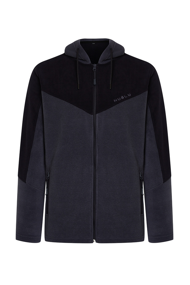 Two-Colored Fleece Cardigan with V-Robe