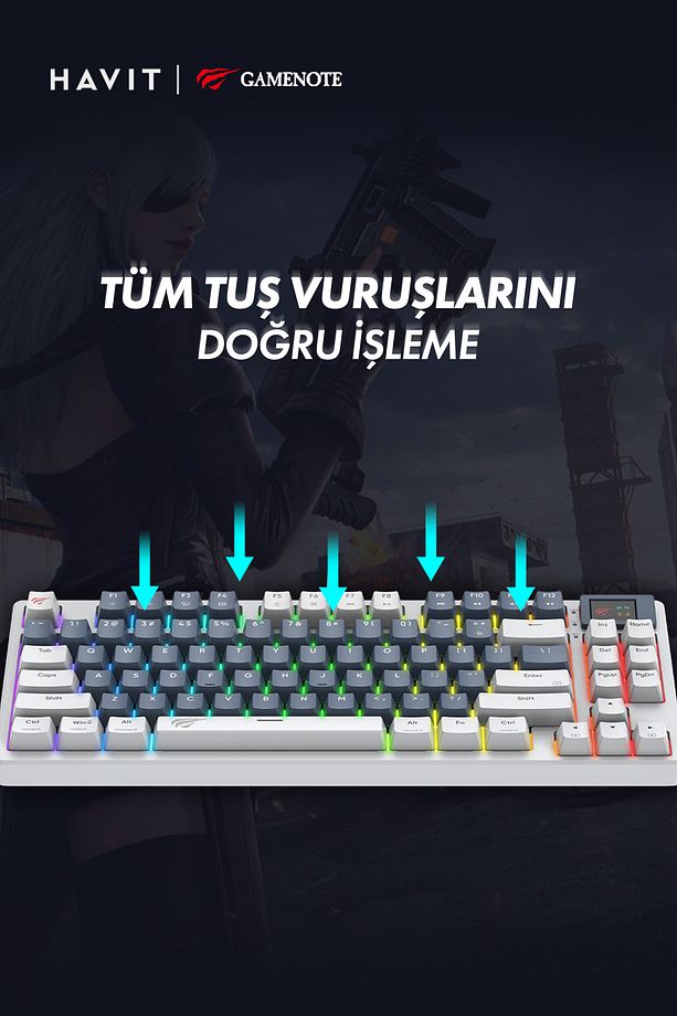 Gamenote Kb884l Rgb Mekanik Klavye 1.06inç Tft-lcd Ekran - Red Switch - 7