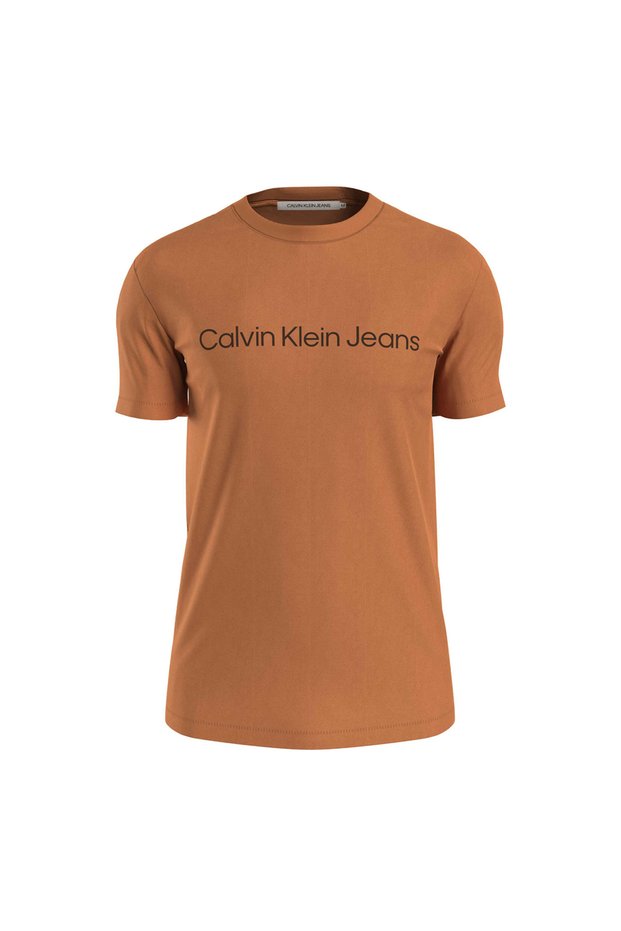 Crew Neck Printed Orange Men's T-Shirt J30J322344SEC