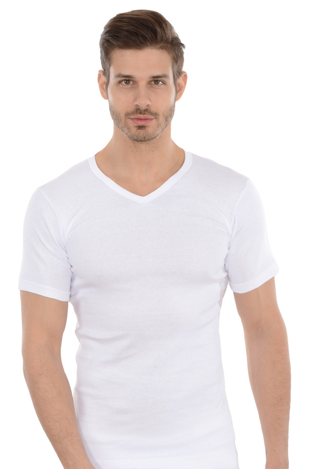MEN'S RIBANA V-NECK HALF SLEEVE ATHLETE 1380 (6 PIECES)