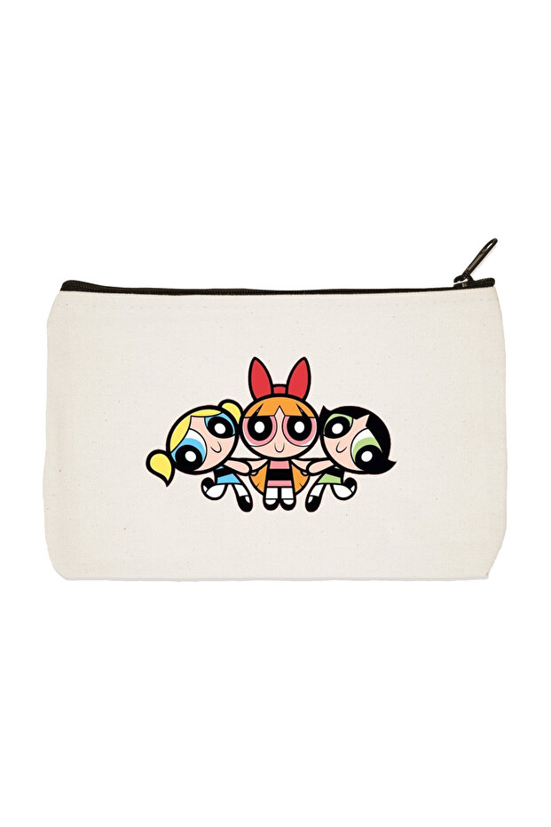 Powerpuff Girls Printed Cloth Makeup Bag, Pen Holder, Handbag