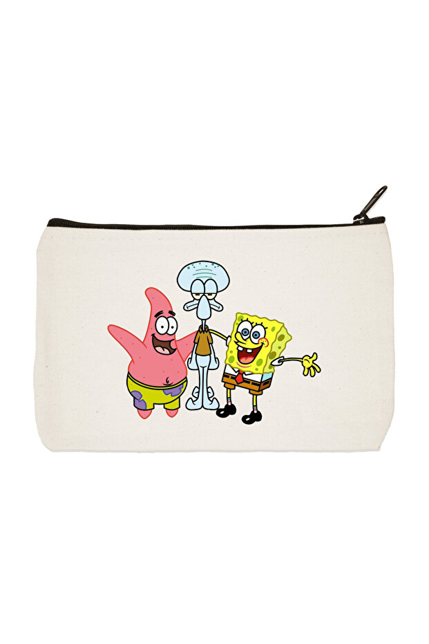 SpongeBob Team Printed Cloth Makeup Bag, Pen Holder, Handbag