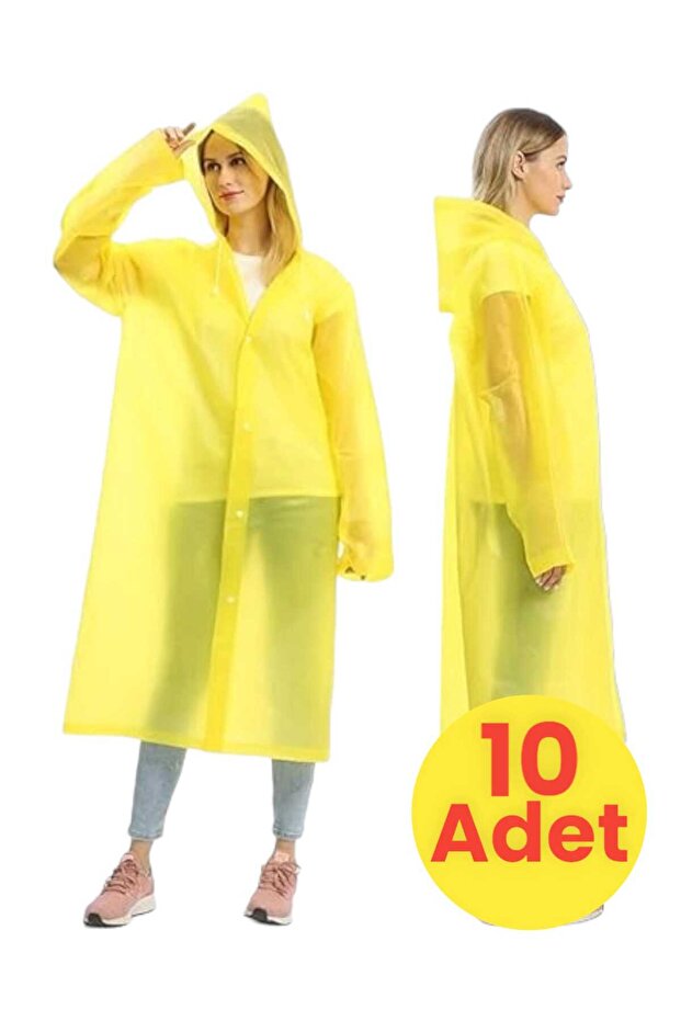 Women's Windproof Hooded Raincoat Eva Raincoat 10 Pieces