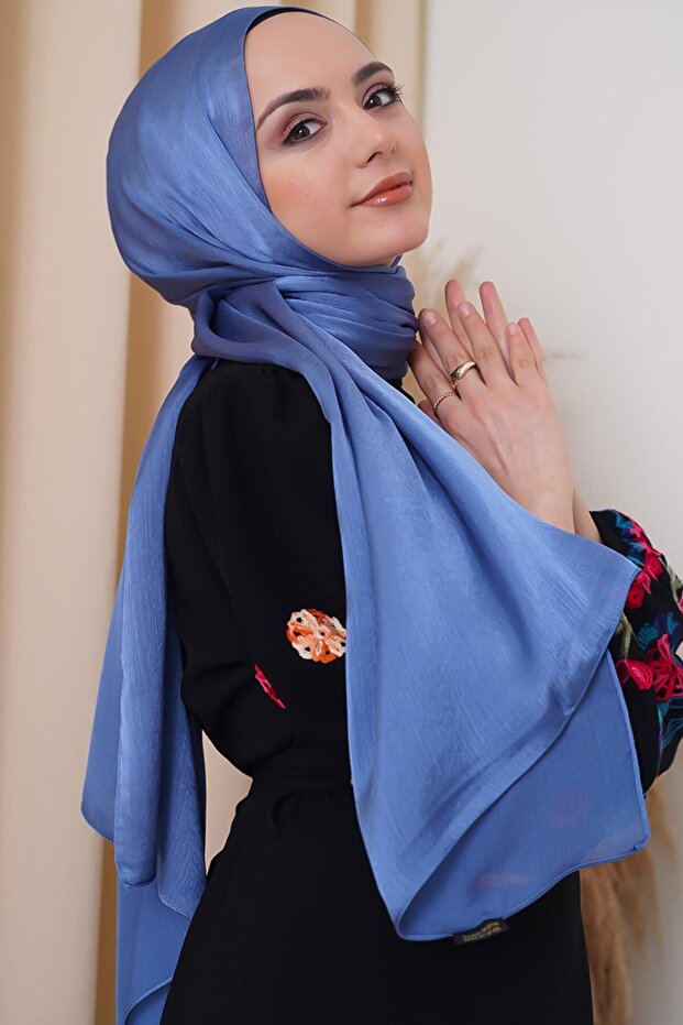 Women's Blue Janjan Chiffon Evening Dress Shawl