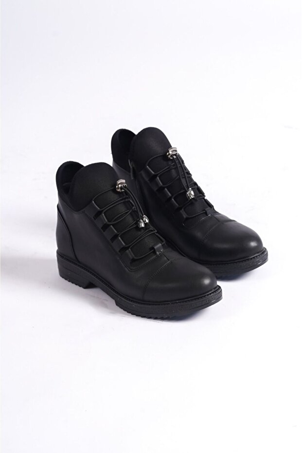 Winter Rubber Non-Slip Sole Women's Zippered Black Boots