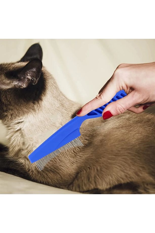 Bit Pire Tarağı Set 4'lü Kedi Köpek Bit Tarak Seti Mavi - 6