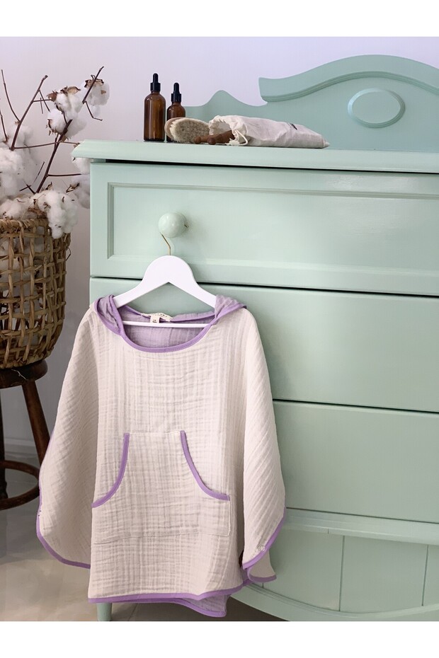 ORGANIC SPECIAL TEXTURED 4-LAYER MUSLIN CHILDREN'S PONCH - NATURAL SERIES