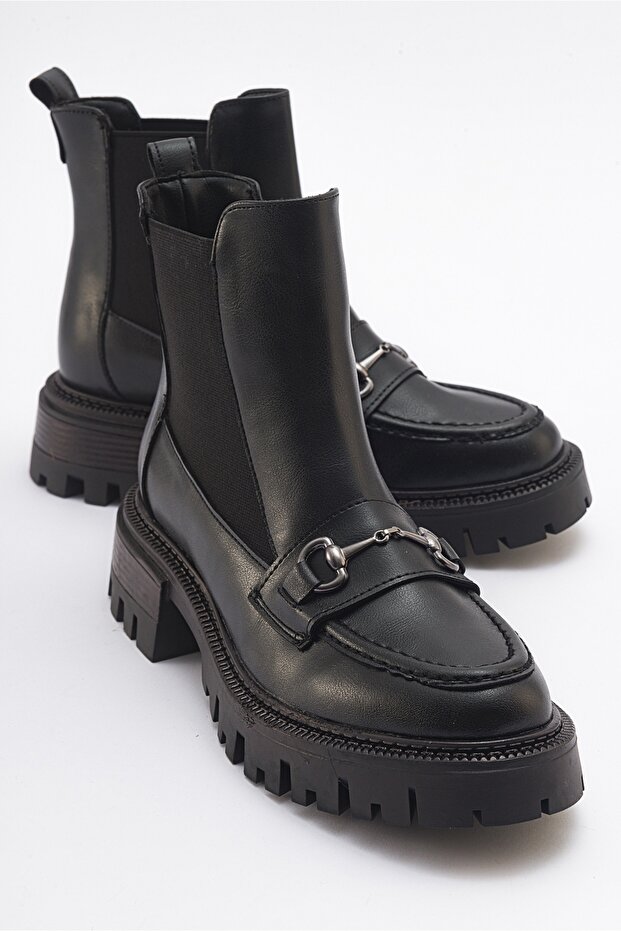 VESPER Black Buckle Women's Chelsea Boots
