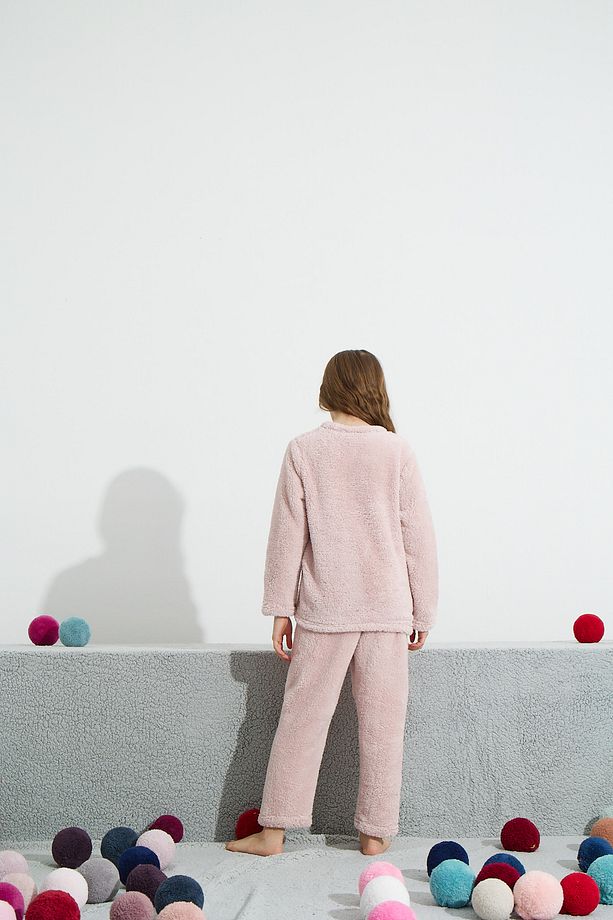 pudra Alt-Üst Wellsoft Nakışlı Pijama Takım - 4