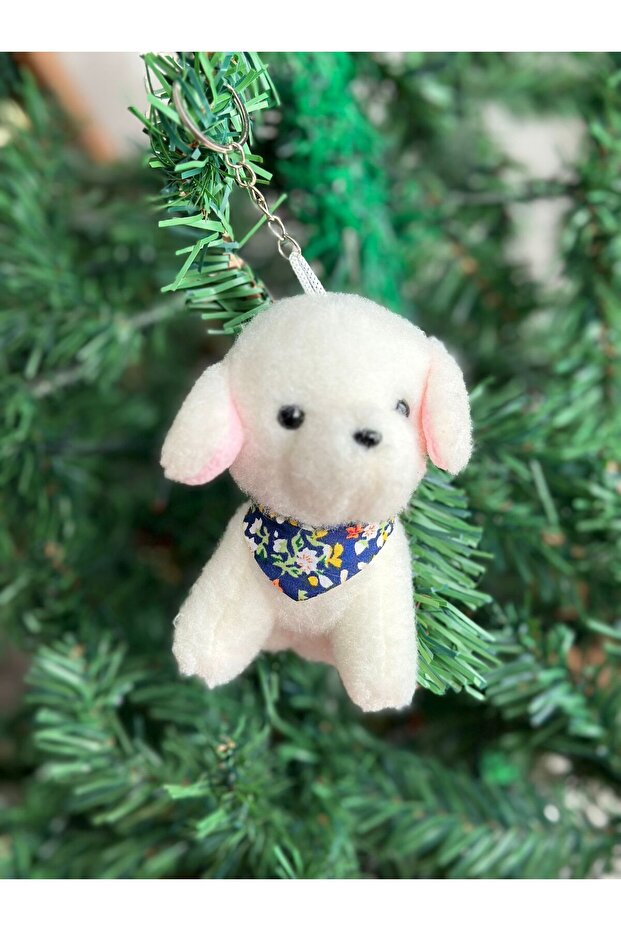 Imported Luxury New Gift Plush Cute Dog Toy Clothed Keychain Pine Tree Ornament White