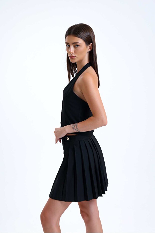 Pileli Mini Etek - 3