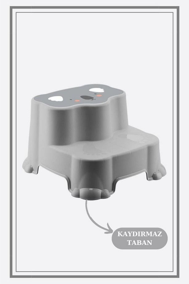 Kaydırmaz Çift Basamaklı Çocuk Taburesi Ve Kulplu Klozet Tuvalet Alıştırma Adaptörü 2'li Set - 2