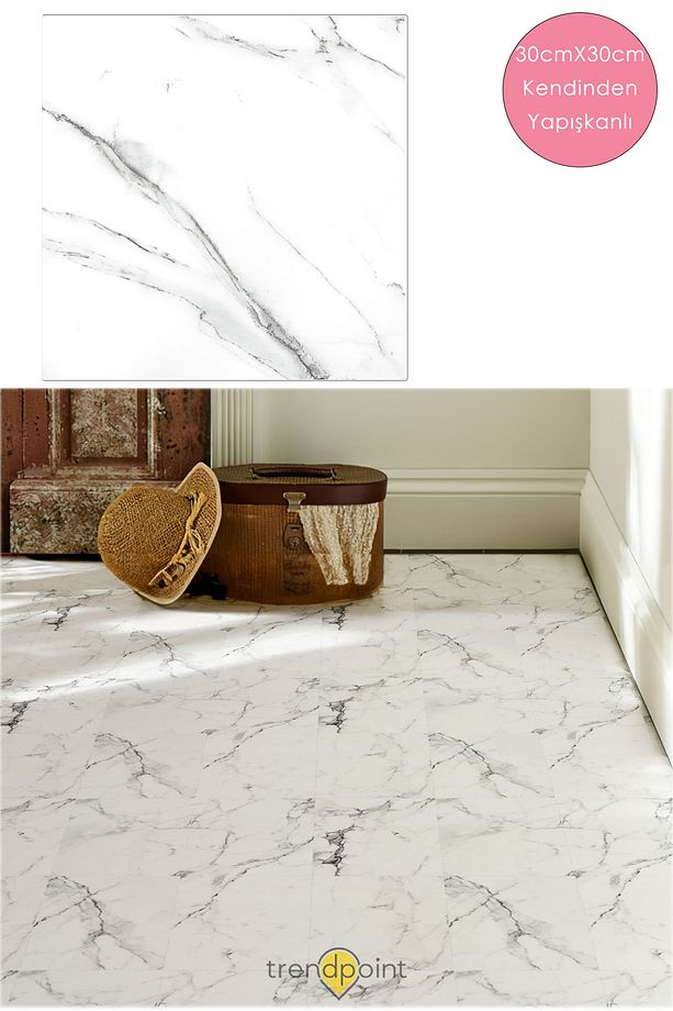 1 Adet LVT Zemin ve Duvar Kaplama Kendinden Yapışkanlı 30cm×30cm Mutfak Banyo Antre Karo - 4