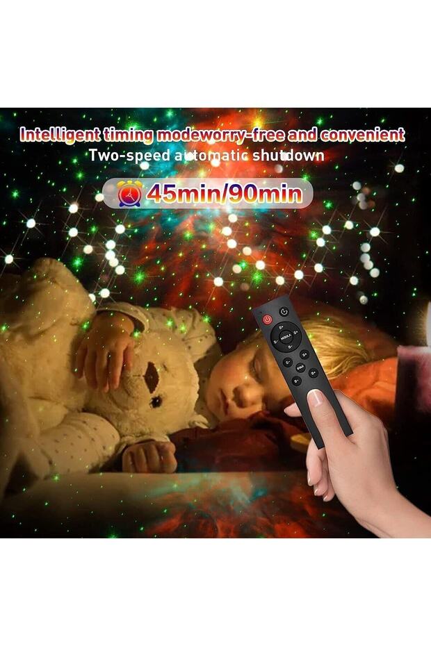 Astronot Projektör Led Işık Lazer Galaxy 360 Yıldız Projeksiyon Aurora Bulutsusu Çocuk Gece Lambası - 3