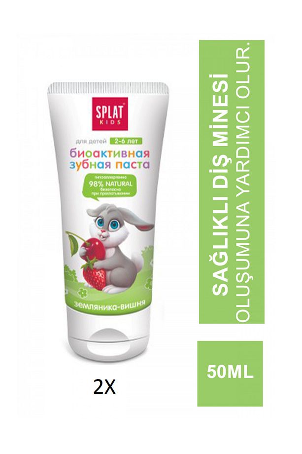 Kids Natural Toothpaste Çilek-Kiraz Tadında 2-6 Yaş Diş Macunu 50ml ( 2 ADET ) - 1