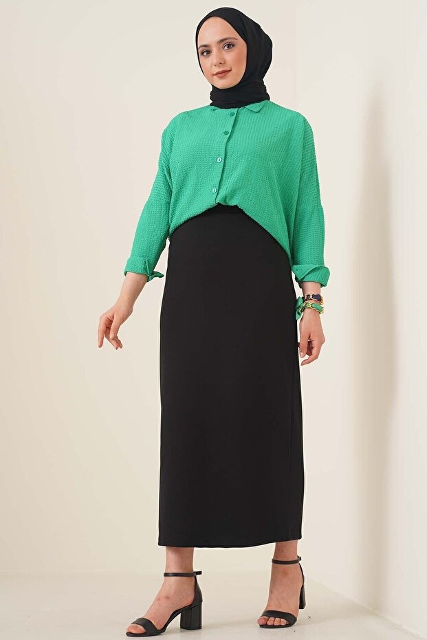 Fusta creion neagră, lungă și dreaptă - 2