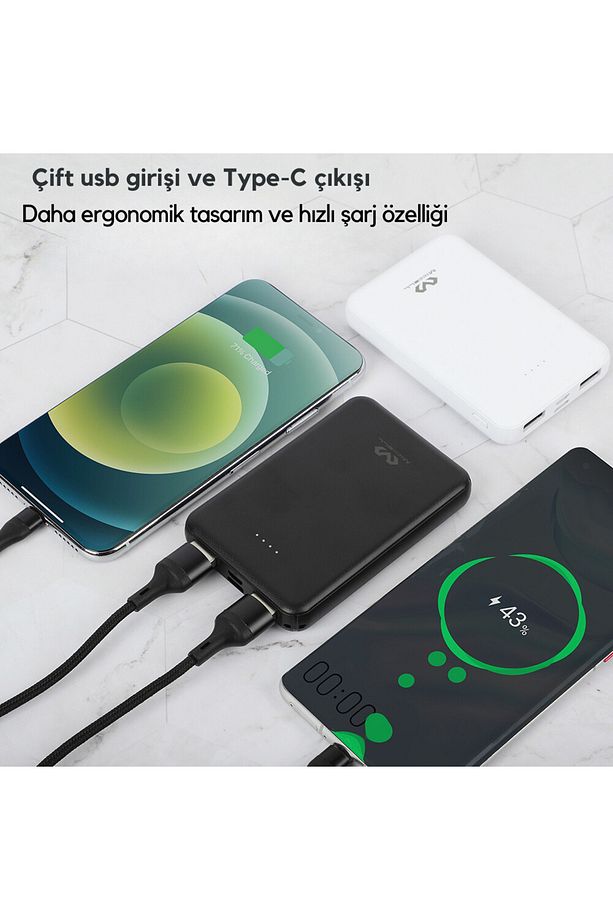 5000 Mah Powerbank Çift Usb Çıkışlı Type-c Ve Micro-usb Girişli Taşınabilir Güç Kaynağı - 3