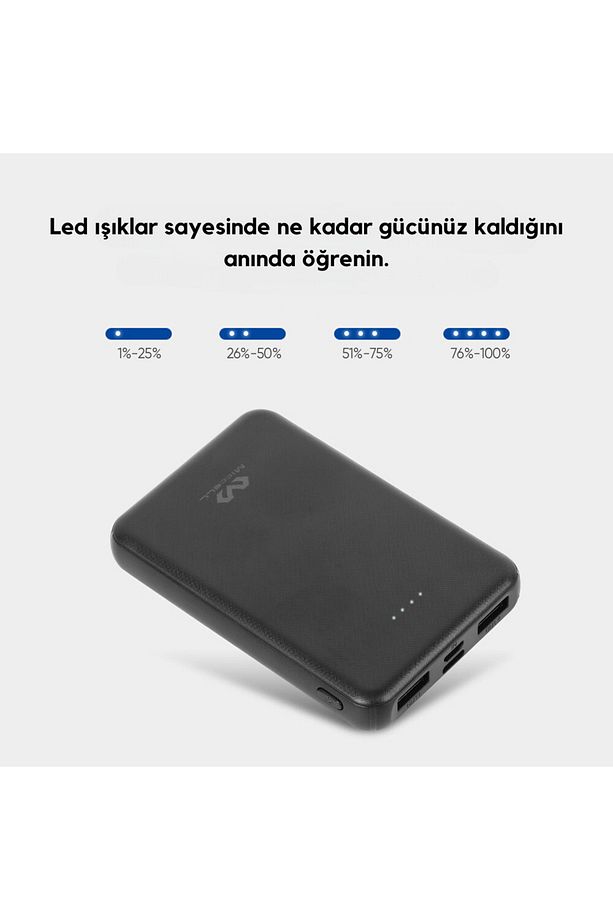 5000 Mah Powerbank Çift Usb Çıkışlı Type-c Ve Micro-usb Girişli Taşınabilir Güç Kaynağı - 6