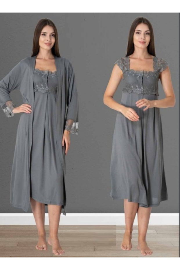 Smoked Maternity Maternity Dressing Gown and Nightgown Set Effortt