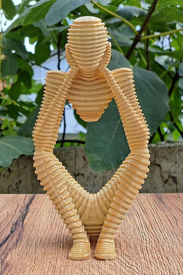 Dekoratif Thinker Temalı Düşünen Adamlar Heykel Biblo Bej 3'lü set 18 cm - 4