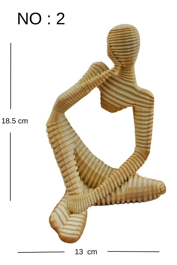 Dekoratif Thinker Temalı Düşünen Adamlar Heykel Biblo Bej 3'lü set 18 cm - 8