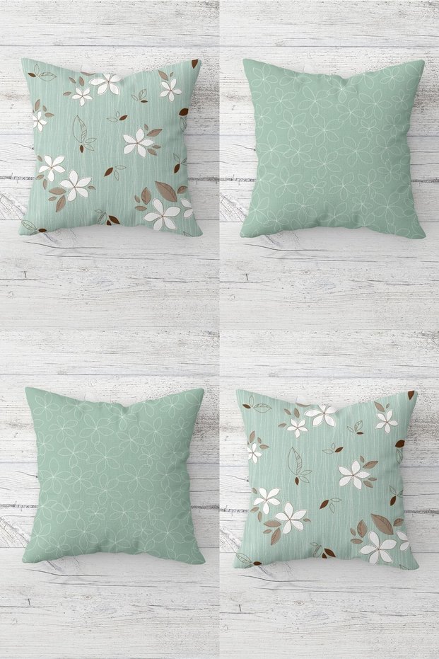 Daisy and Yapaklar Pattern Concealed Zippered Throw Pillow Cover Sofa Pillow Cover Set (4 PCS)