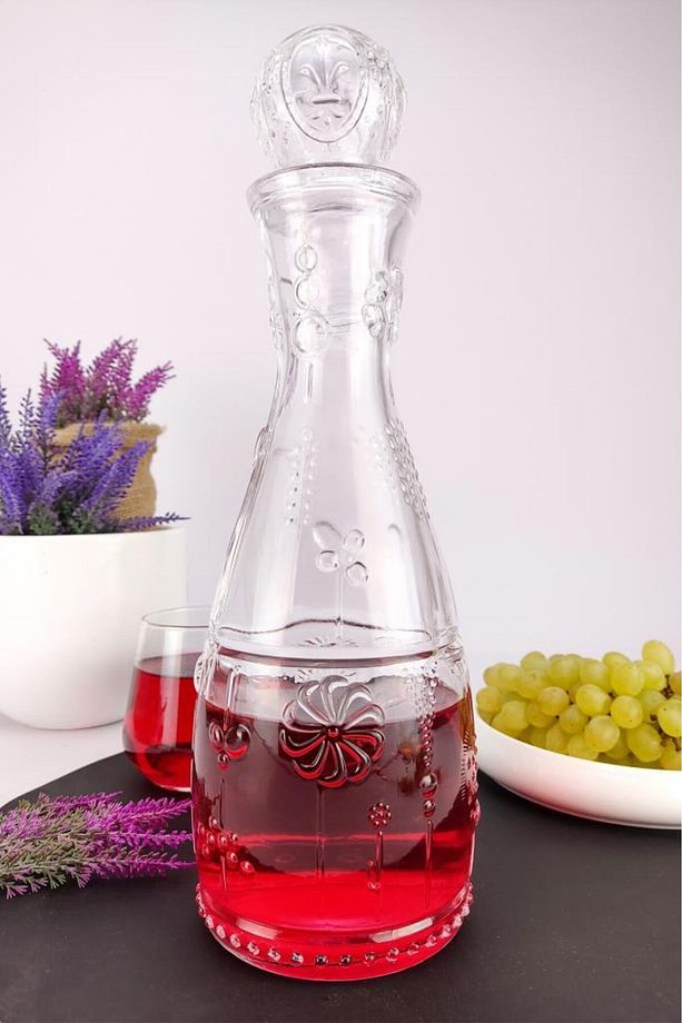 Bahar Cam Kapaklı Su Ve Meşrubat Sürahisi Karaf Şişe 750 ml - Bh.kır.010.00.000 C1-1-288 - 1
