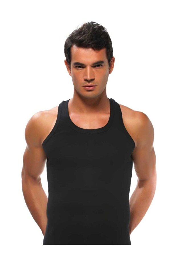 Silver Black Ribbed Sports Tank-Underwear