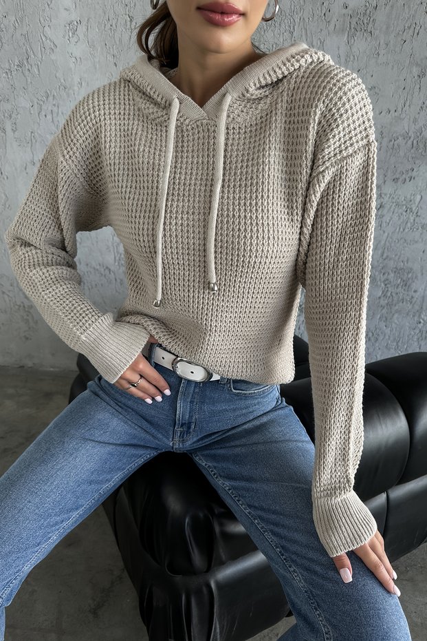 Hooded Long Sleeve Knitwear Sweater