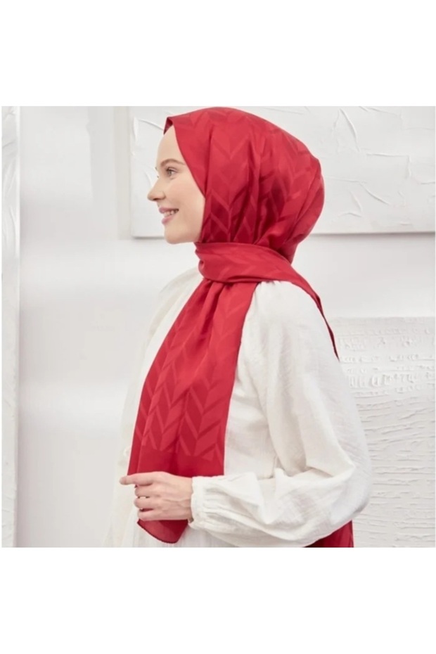 Silky Jacquard Cotton Shawl Zigzag Pattern - 1