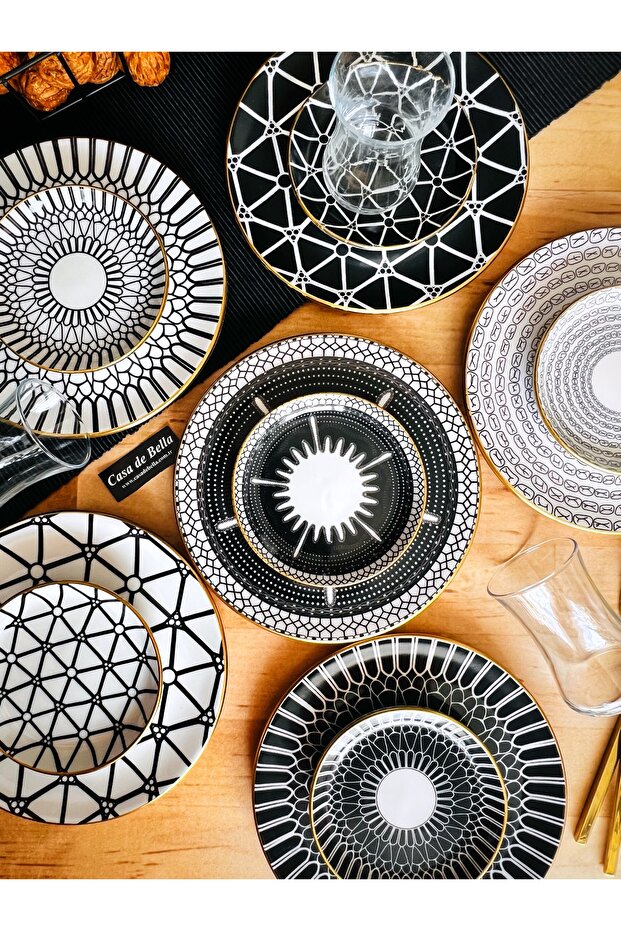 طقم كيك/شاي بنمط ديكور مكون من 18 قطعة - 4