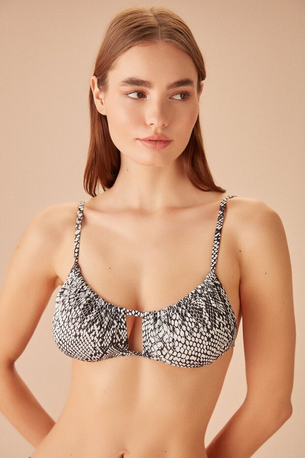 Kare Bandeau Desenli Bikini Üst - 1
