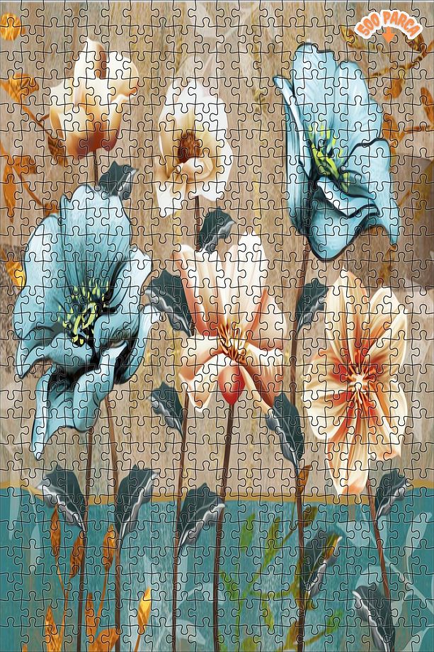 Bahar Açan Çiçekler Tasarım Dekoratif Çift Katlı Çerçeveli Asılabilir Ahşap Puzzle 1000 PARÇA 50X70 - 7