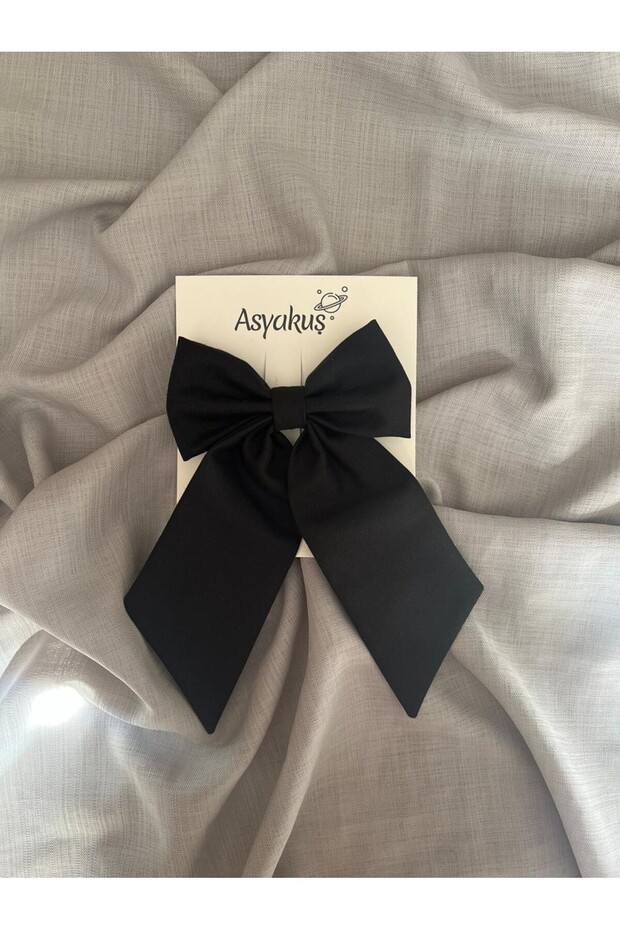 مشبك أوتوماتيكي بفيونكة ذيل لوكس أسود - 1