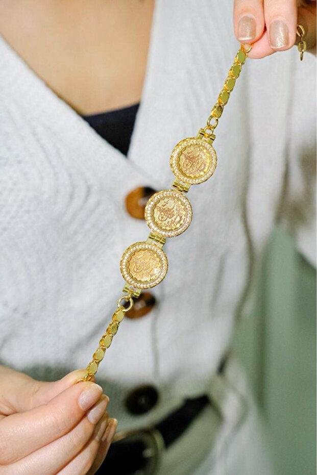 8 Ayar Tuğralı Pullu 3lü Bileklik - 5