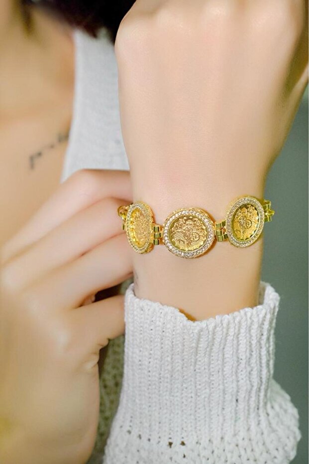 8 Ayar Tuğralı Pullu 3lü Bileklik - 4