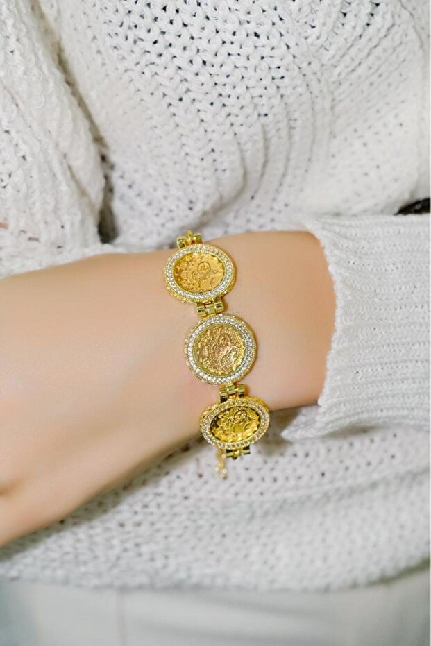 8 Ayar Tuğralı Pullu 3lü Bileklik - 2