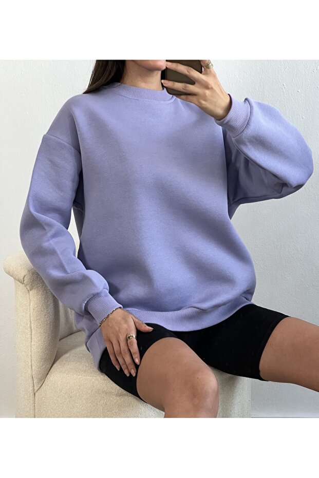 Lila Basic Oversize Sweatshirt 26088 - 5