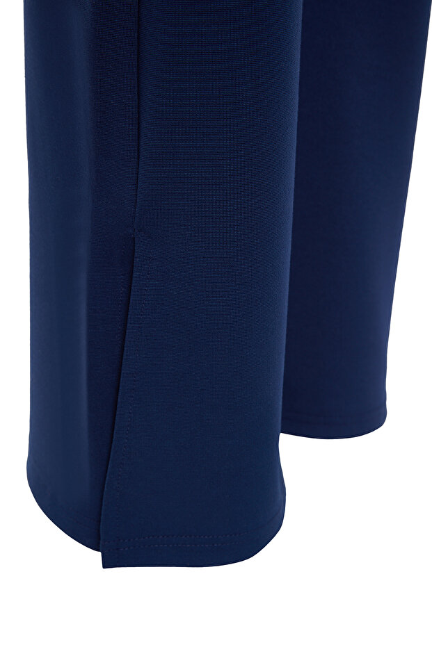 Indigo Yanları Yırtmaçlı Flare/İspanyol Paça Yüksek Bel Örme Pantolon TWOSS23PL00134 - 7