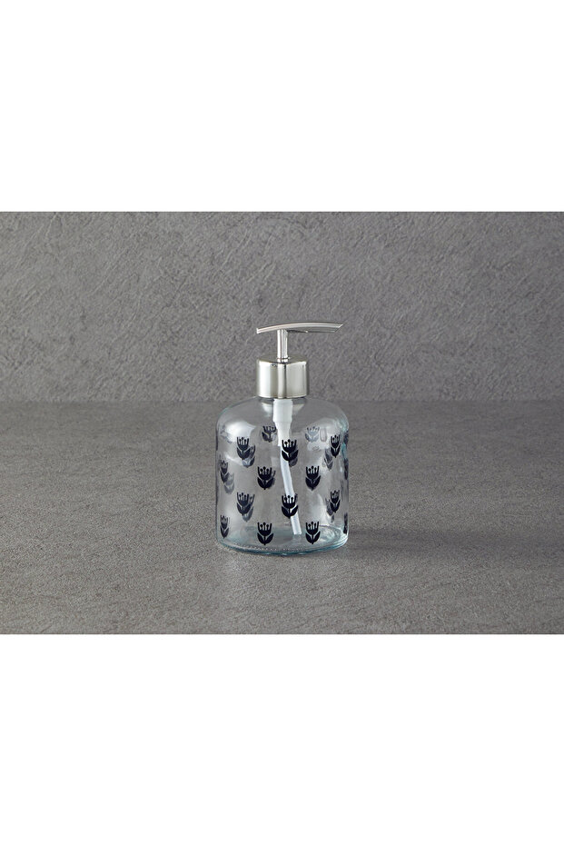 Flower Dots Glass Bathroom Liquid Soap Dispenser 8X14 cm Silver