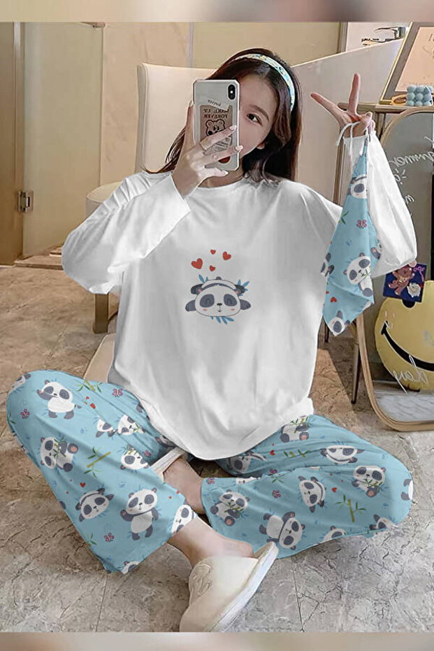 Bahd Panda17 White Supersoft Women's Pajama Set 3659