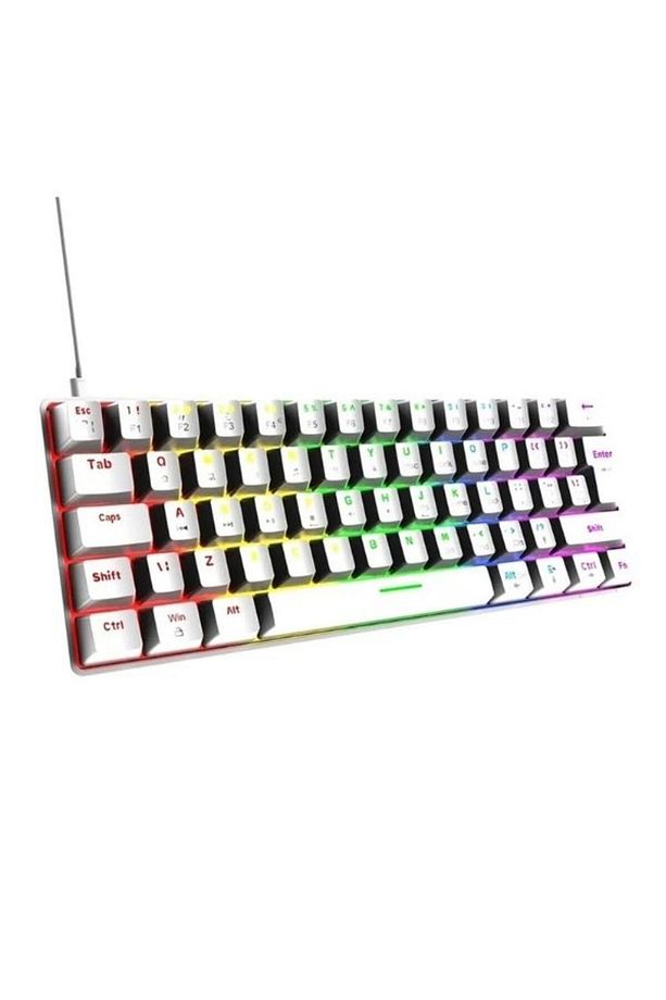 T60 Rgb Beyaz Mavi Switch Klavye Kablolu Gaming Oyuncu Klavyesi Kablosuz Mouse - 3