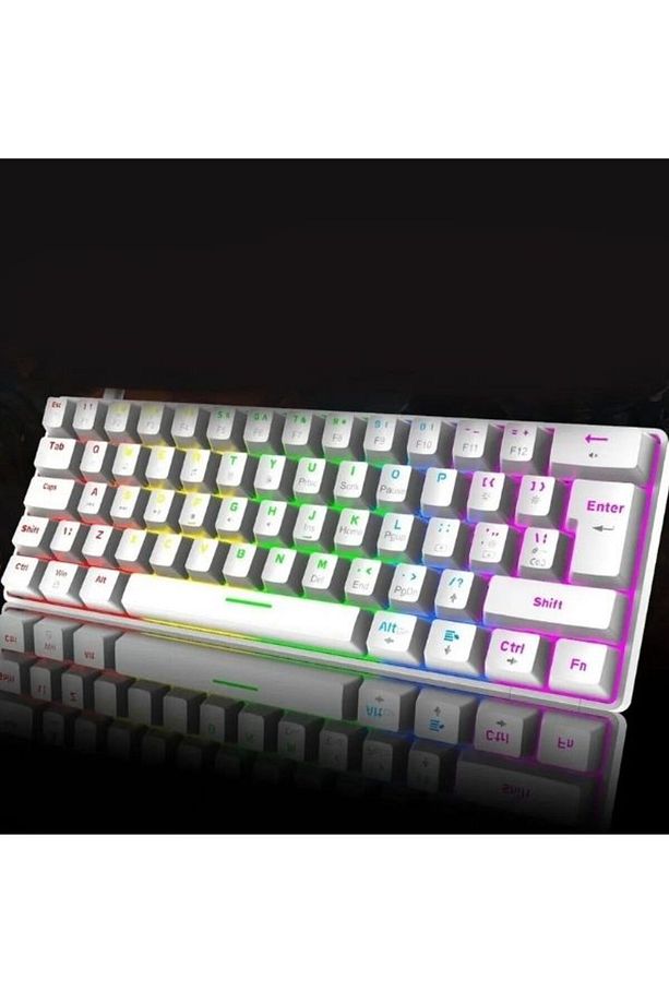 T60 Rgb Beyaz Mavi Switch Klavye Kablolu Gaming Oyuncu Klavyesi Kablosuz Mouse - 4